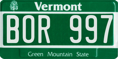 VT license plate BOR997