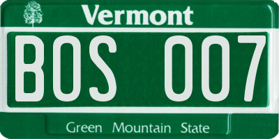 VT license plate BOS007