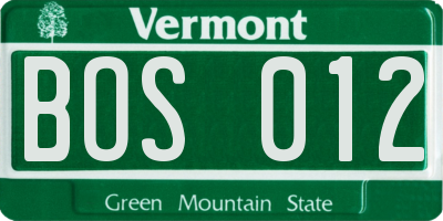 VT license plate BOS012