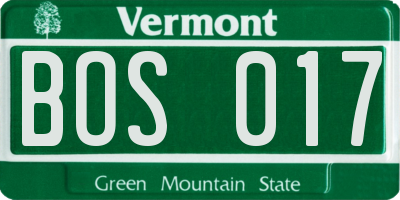 VT license plate BOS017