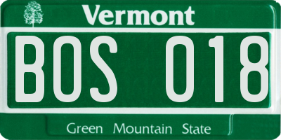 VT license plate BOS018