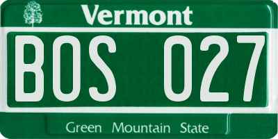 VT license plate BOS027