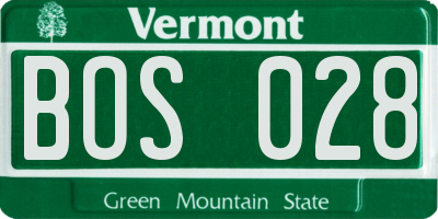 VT license plate BOS028