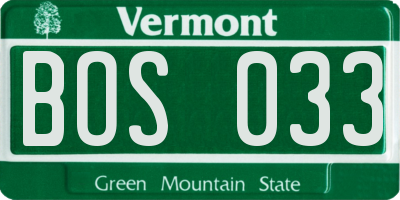 VT license plate BOS033