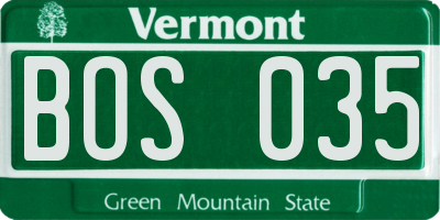 VT license plate BOS035