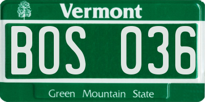 VT license plate BOS036