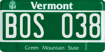 VT license plate BOS038
