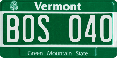 VT license plate BOS040