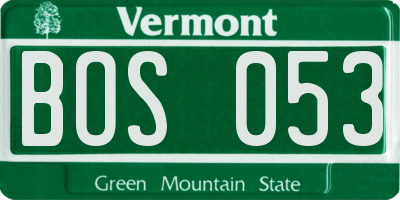 VT license plate BOS053
