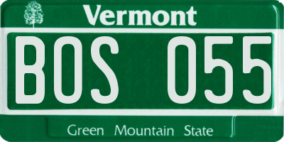 VT license plate BOS055