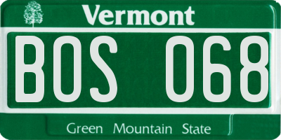 VT license plate BOS068