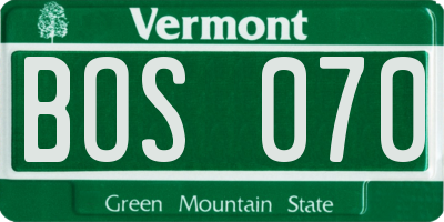 VT license plate BOS070