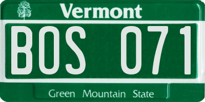 VT license plate BOS071