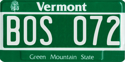 VT license plate BOS072