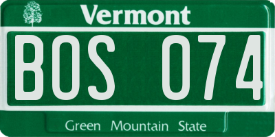 VT license plate BOS074