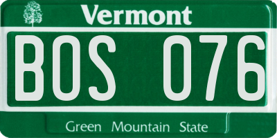 VT license plate BOS076