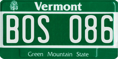 VT license plate BOS086
