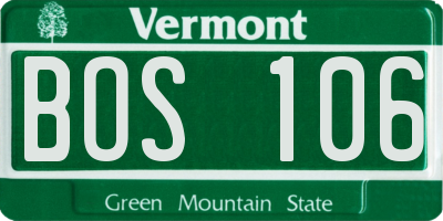 VT license plate BOS106