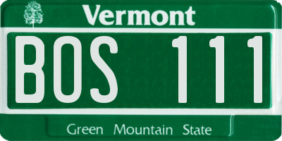 VT license plate BOS111