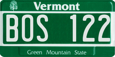 VT license plate BOS122