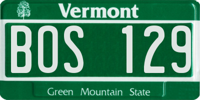 VT license plate BOS129