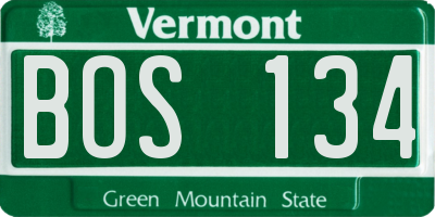 VT license plate BOS134
