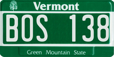 VT license plate BOS138