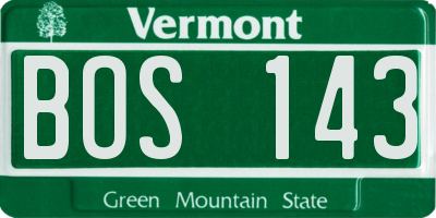 VT license plate BOS143
