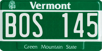 VT license plate BOS145