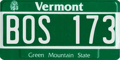 VT license plate BOS173