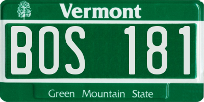 VT license plate BOS181
