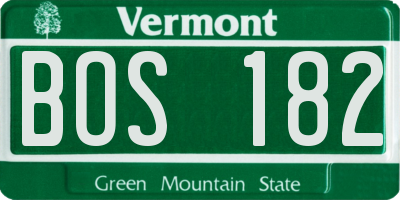 VT license plate BOS182