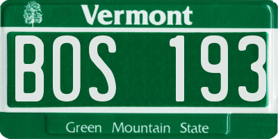 VT license plate BOS193