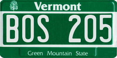 VT license plate BOS205