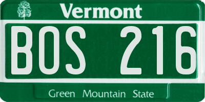 VT license plate BOS216