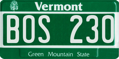 VT license plate BOS230