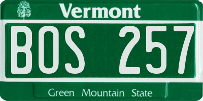 VT license plate BOS257
