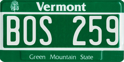 VT license plate BOS259