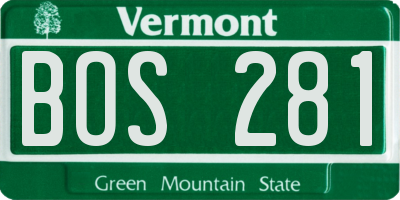 VT license plate BOS281