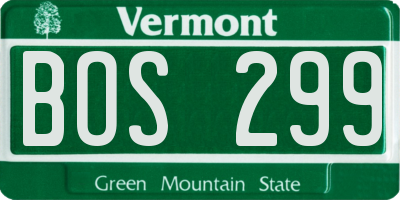 VT license plate BOS299