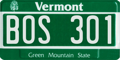 VT license plate BOS301