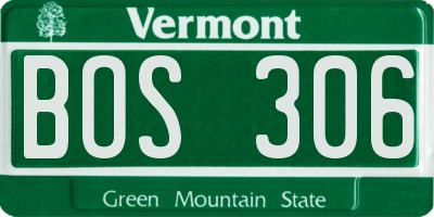 VT license plate BOS306