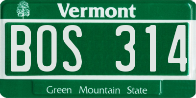 VT license plate BOS314
