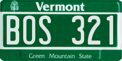 VT license plate BOS321