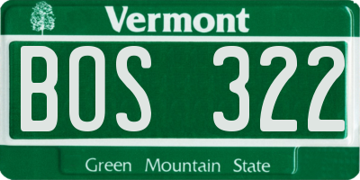 VT license plate BOS322