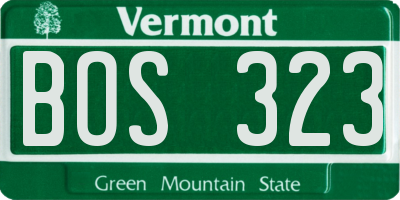 VT license plate BOS323