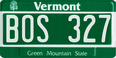 VT license plate BOS327