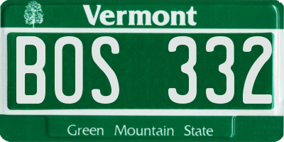 VT license plate BOS332
