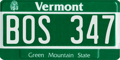 VT license plate BOS347