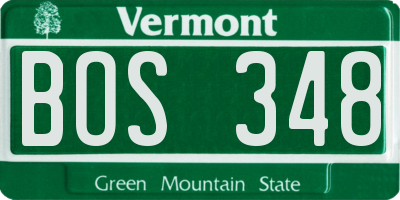 VT license plate BOS348